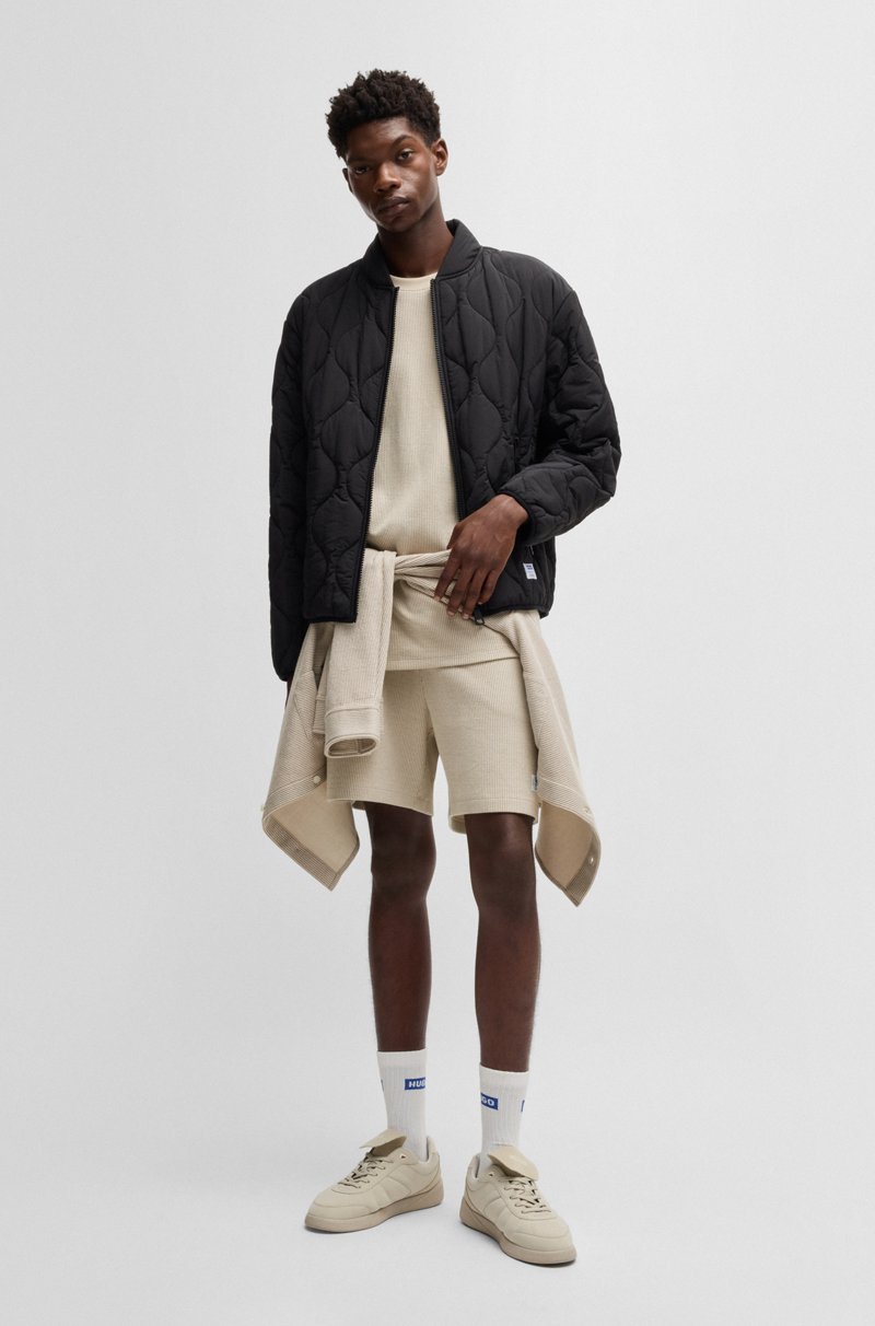 Hugo Boss Camiseta De Punto De Algodón Con Parche De Logo Azul