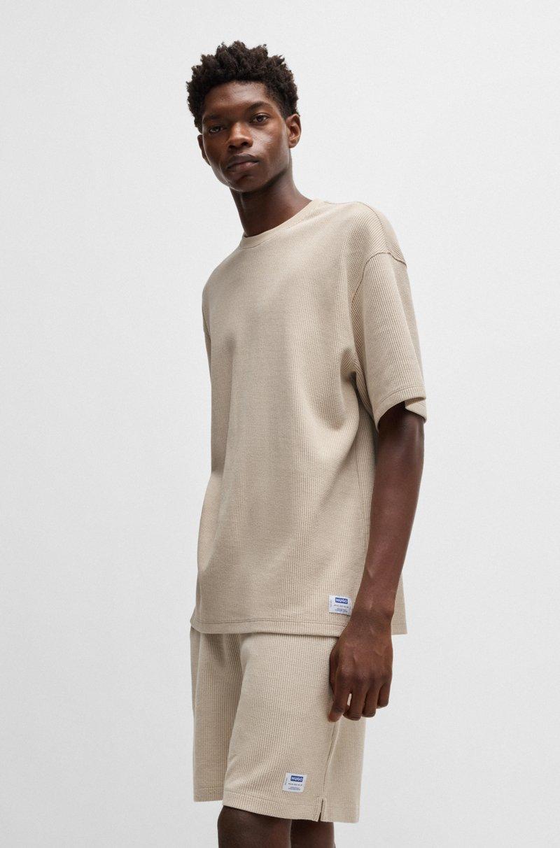 Hugo Boss Camiseta de punto de algodón con parche de logo azul