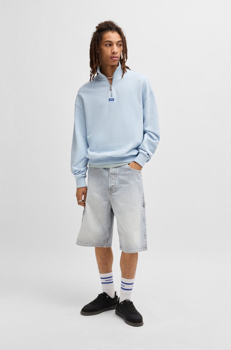 Hugo Boss Camiseta De Punto De Algodón Con Parche De Logo Azul