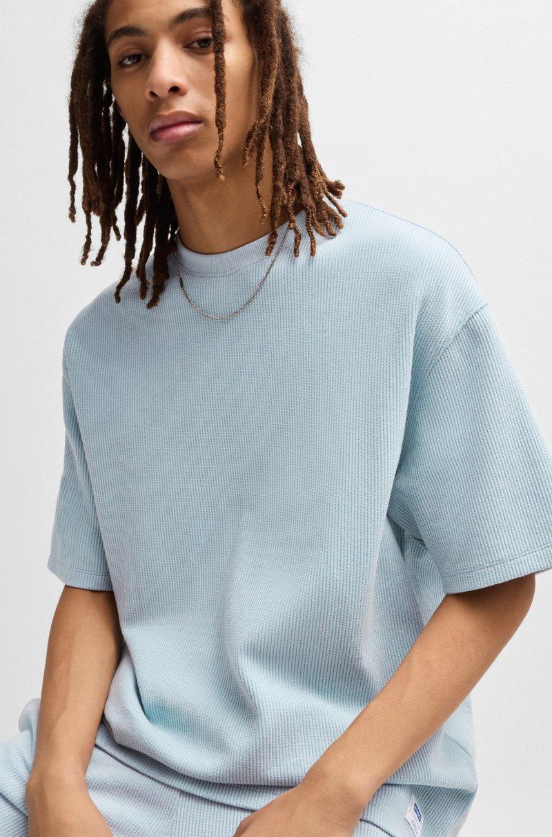 Hugo Boss Camiseta De Punto De Algodón Con Parche De Logo Azul