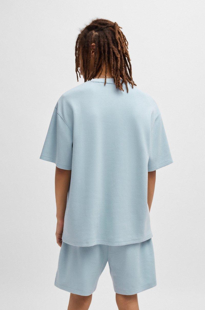 Hugo Boss Camiseta De Punto De Algodón Con Parche De Logo Azul