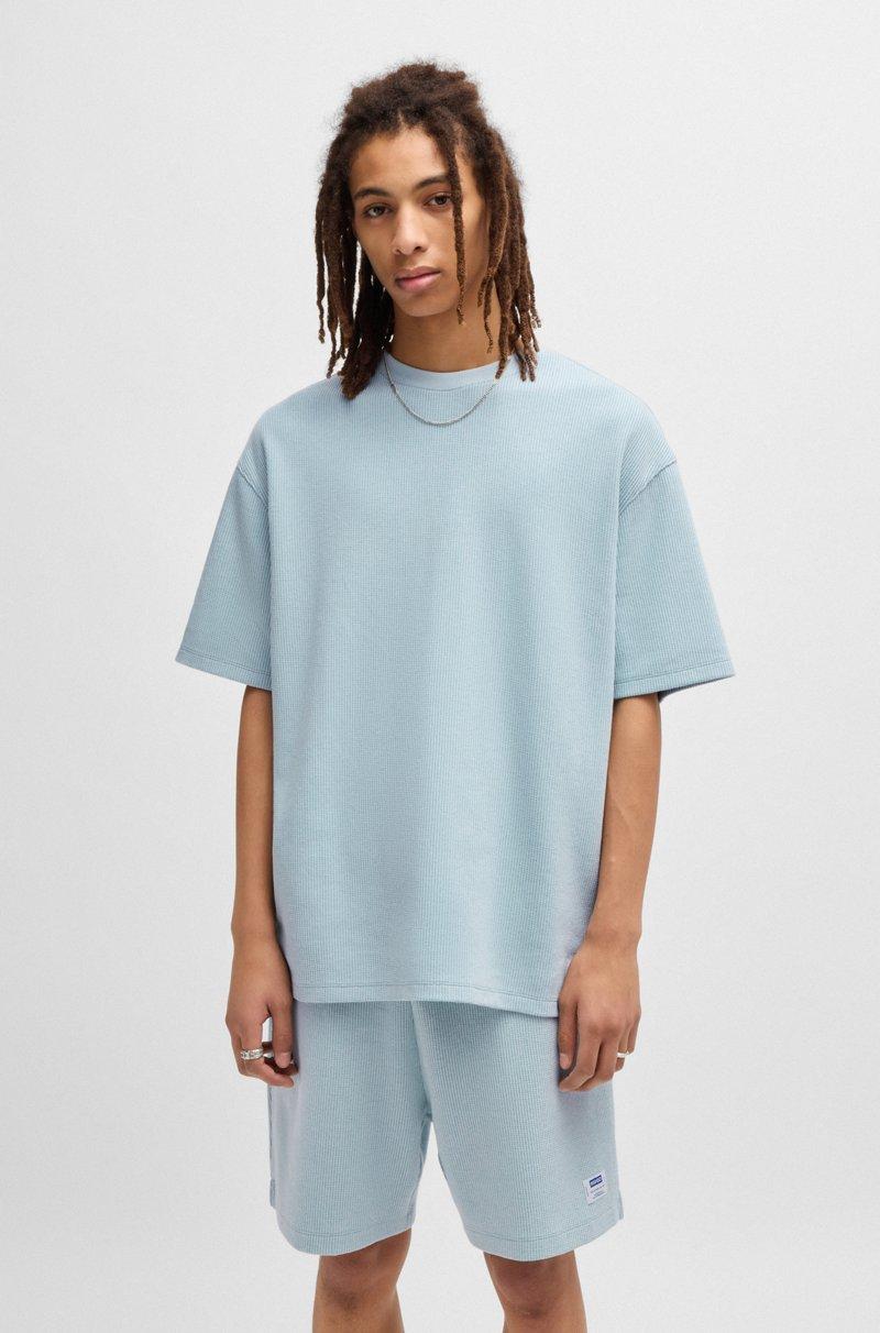 Hugo Boss Camiseta de punto de algodón con parche de logo azul