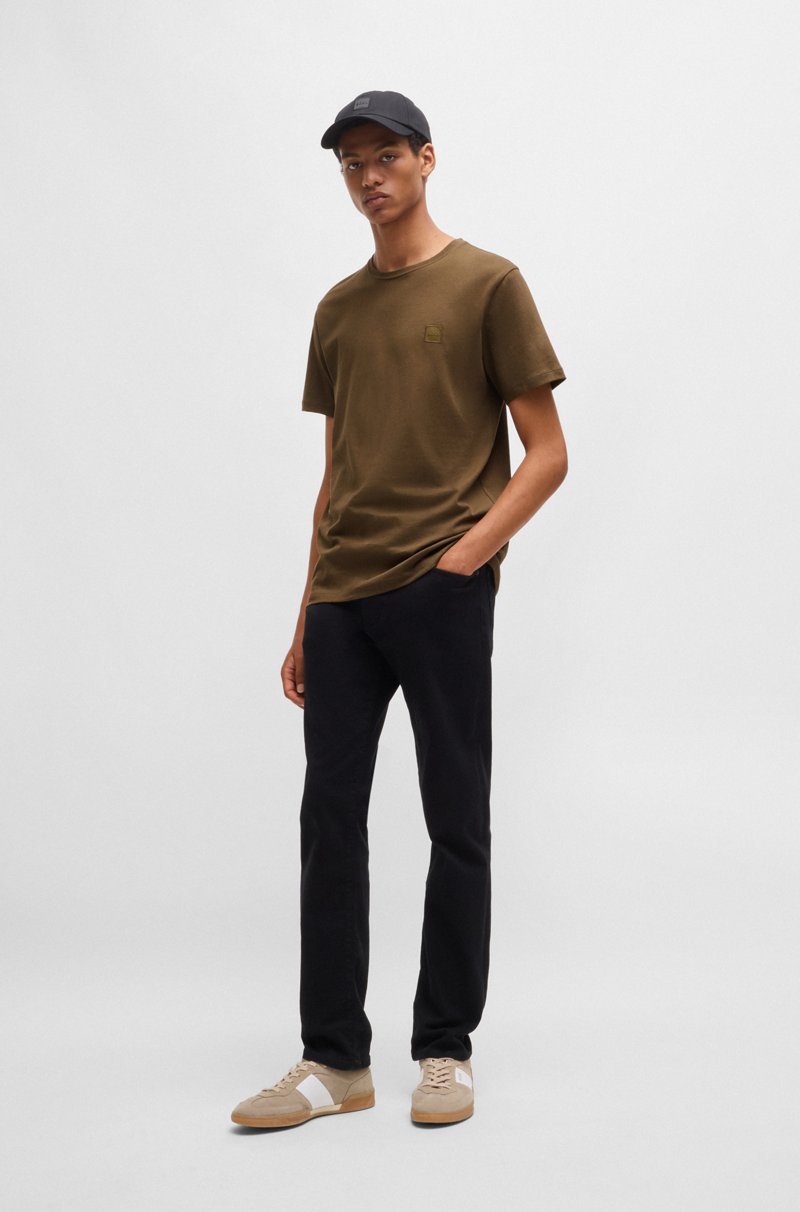 Hugo Boss Camiseta De Punto De Algodón Con Parche De Logo