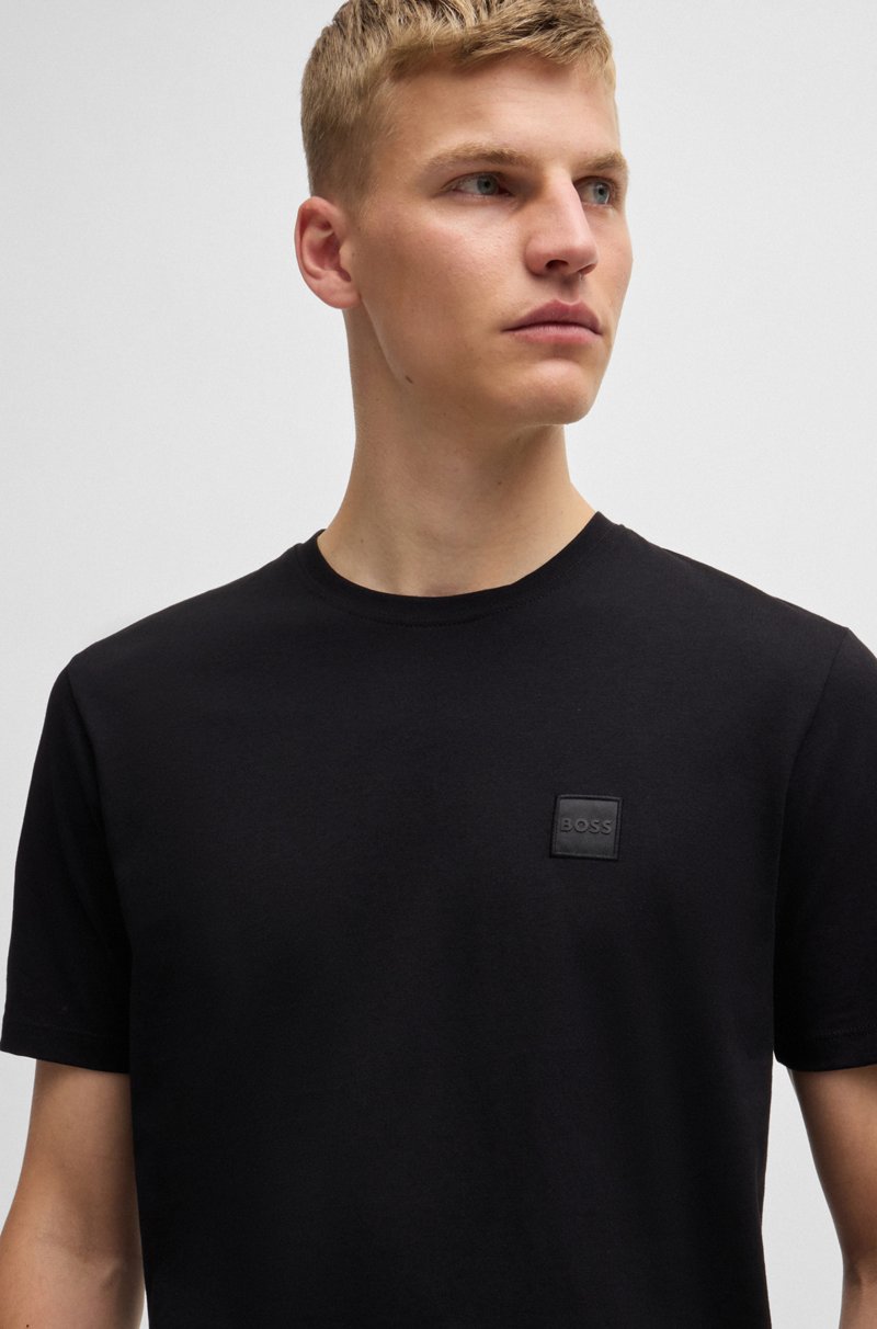 Hugo Boss Camiseta De Punto De Algodón Con Parche De Logo