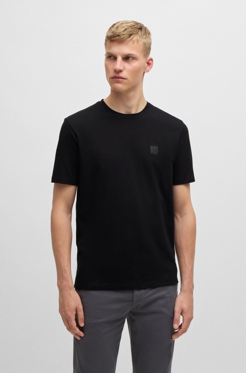 Hugo Boss Camiseta de punto de algodón con parche de logo