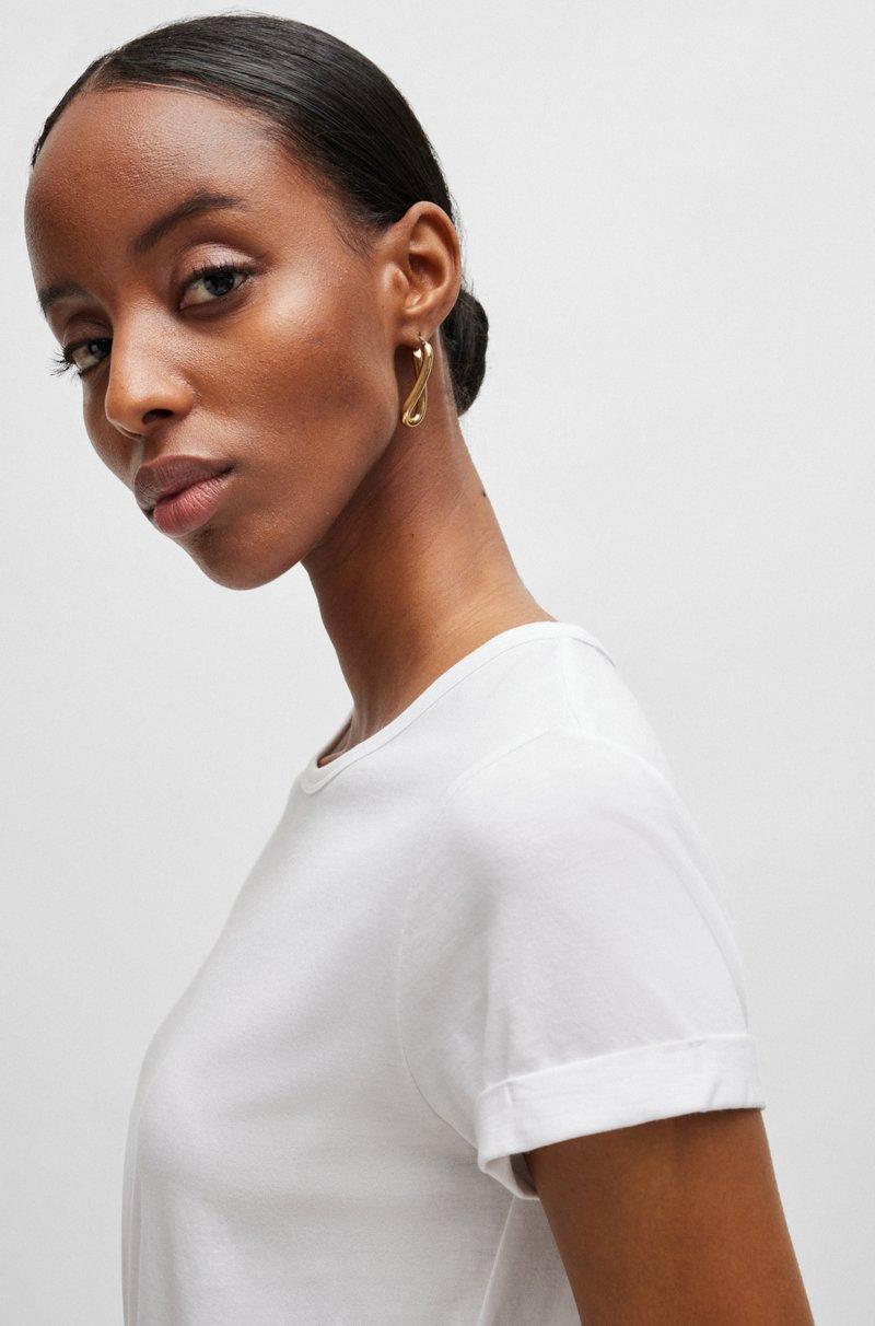 Hugo Boss Camiseta De Punto De Algodón Con Puños Enrollados