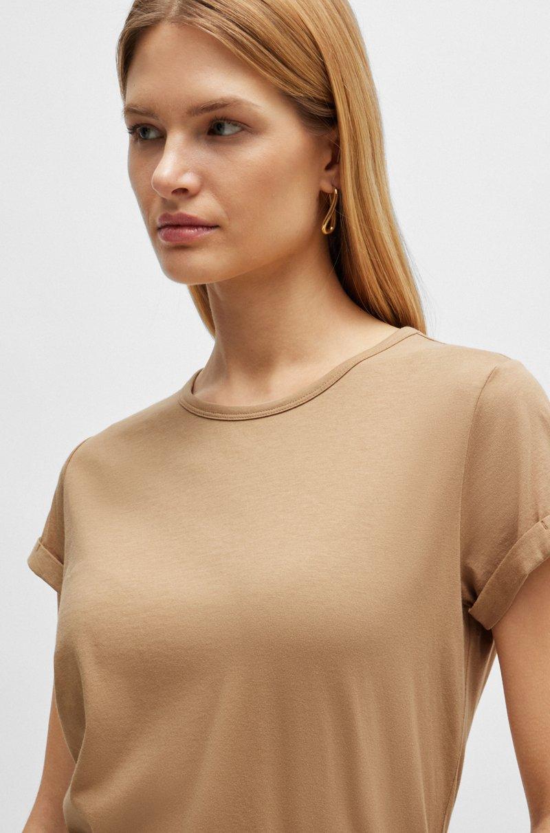 Hugo Boss Camiseta De Punto De Algodón Con Puños Enrollados