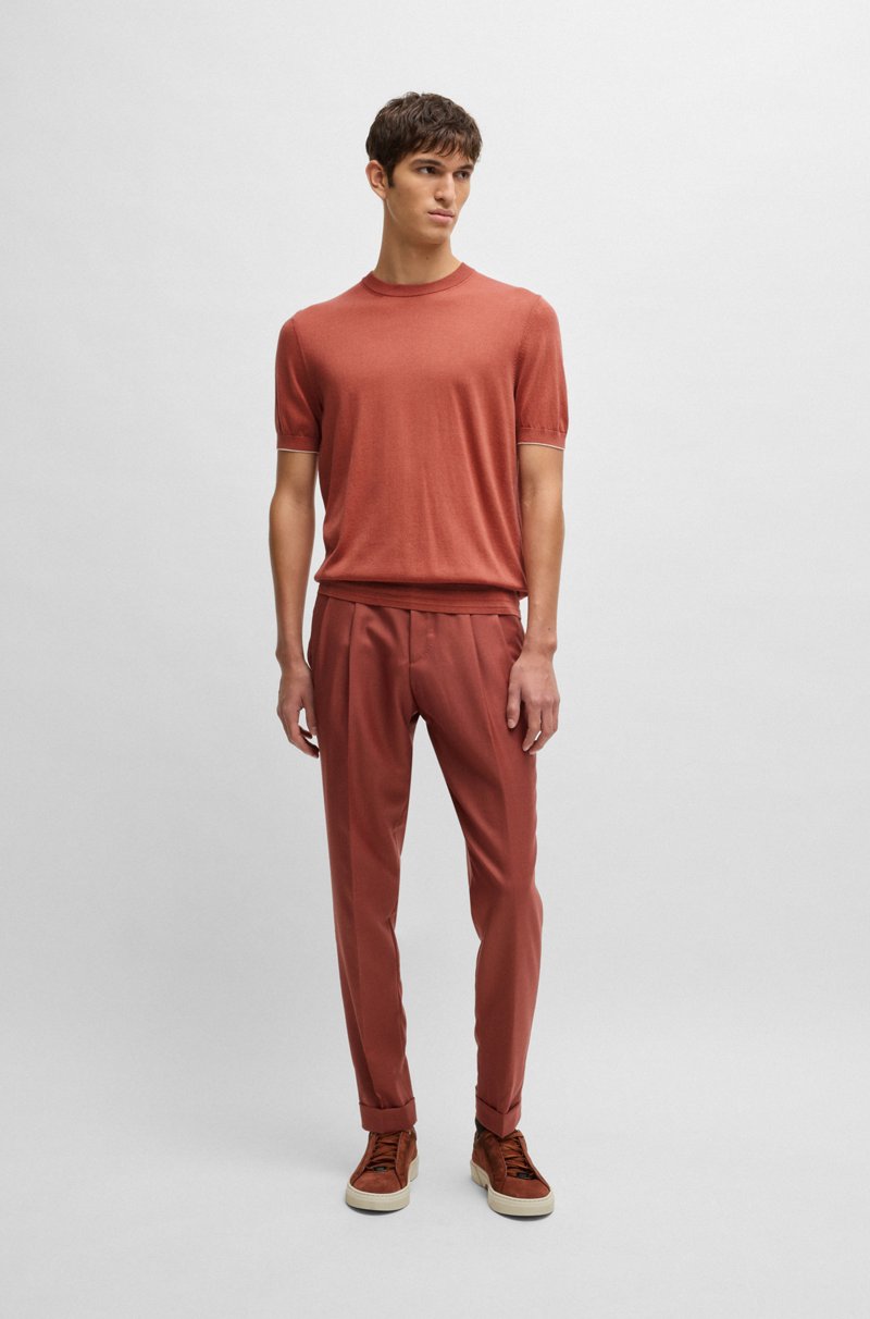 Hugo Boss Camiseta De Punto Regular Fit En Seda Y Algodón