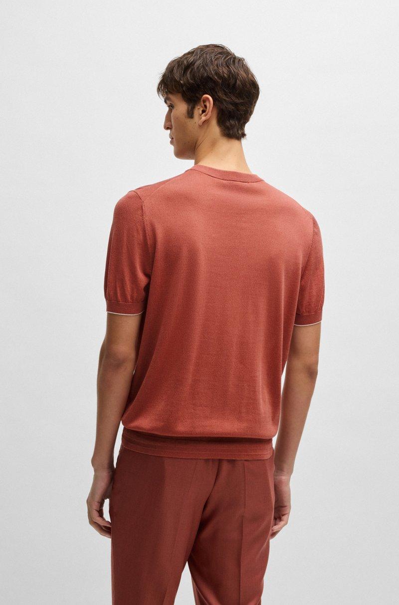 Hugo Boss Camiseta De Punto Regular Fit En Seda Y Algodón