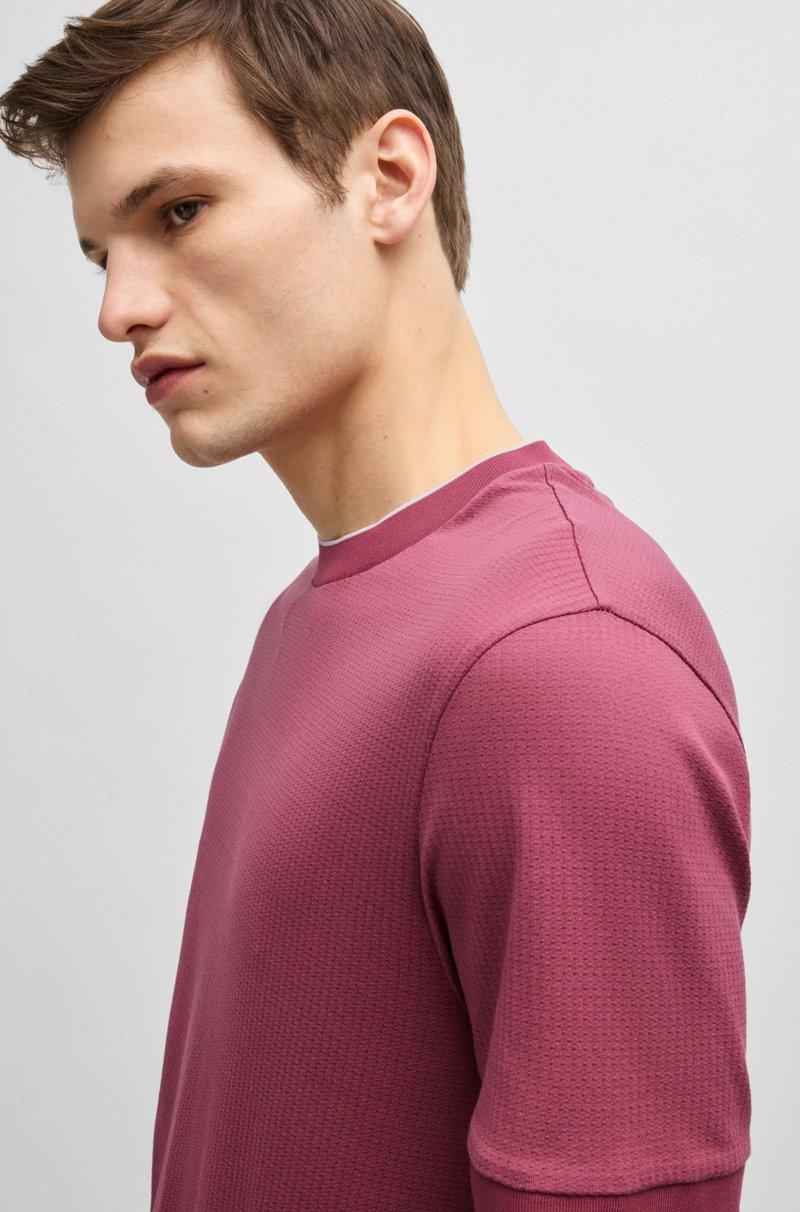 Hugo Boss Camiseta De Seda Y Algodón Con Estructura De Rayas