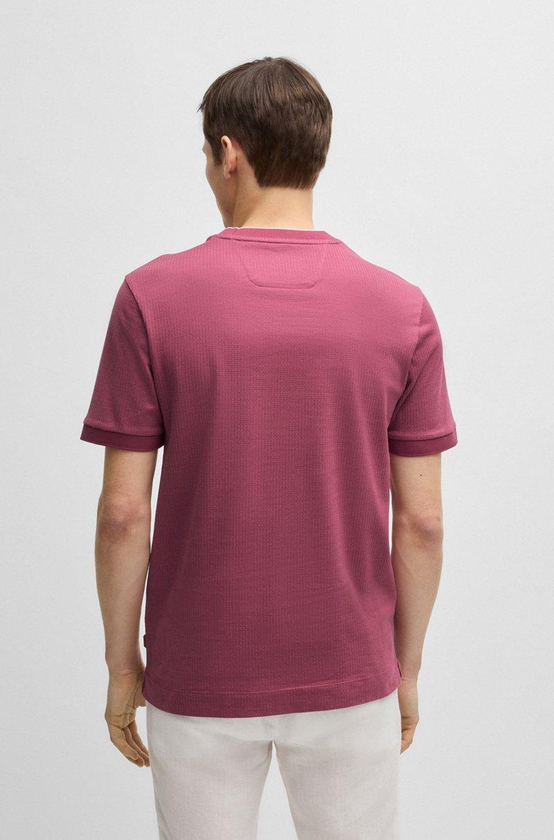 Hugo Boss Camiseta De Seda Y Algodón Con Estructura De Rayas