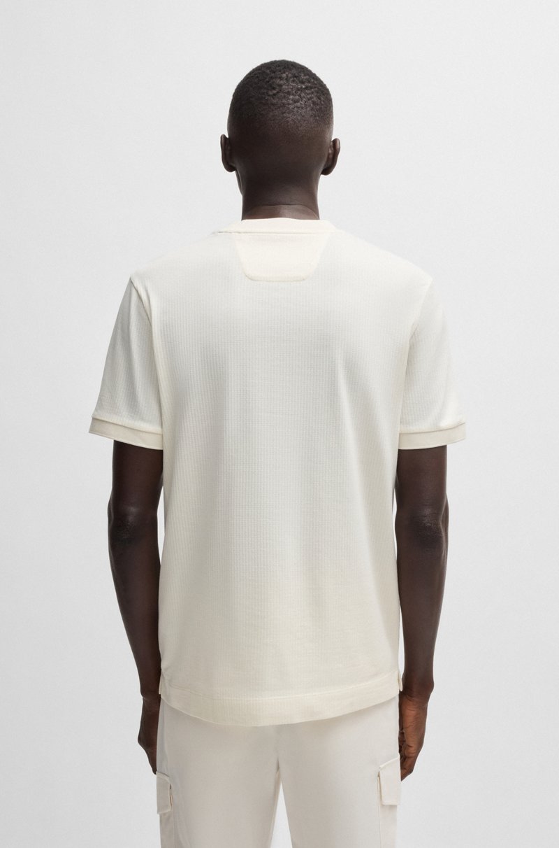 Hugo Boss Camiseta De Seda Y Algodón Con Estructura De Rayas
