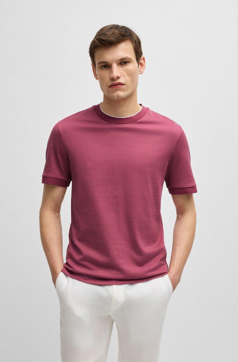 Hugo Boss Camiseta de seda y algodón con estructura de rayas