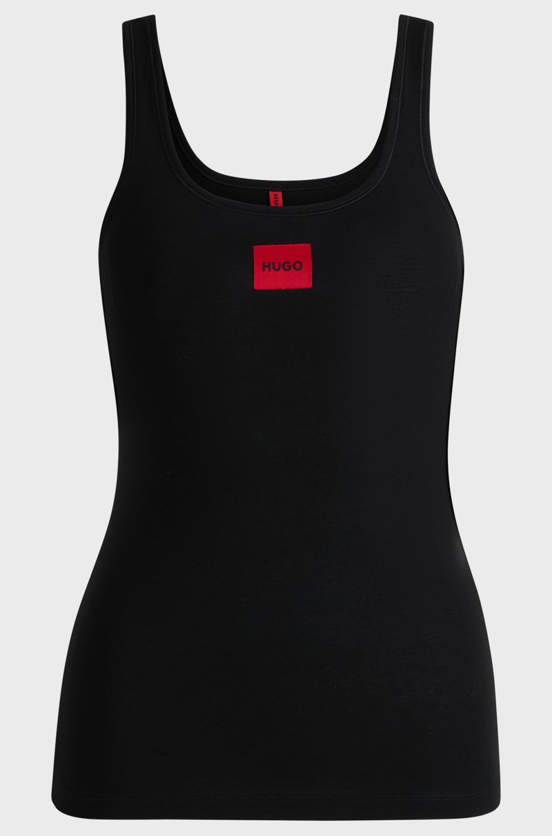 Hugo Boss Camiseta De Tirantes De Algodón Elástico Con Etiqueta Con Logo En Rojo