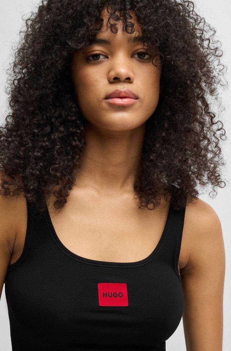 Hugo Boss Camiseta De Tirantes De Algodón Elástico Con Etiqueta Con Logo En Rojo