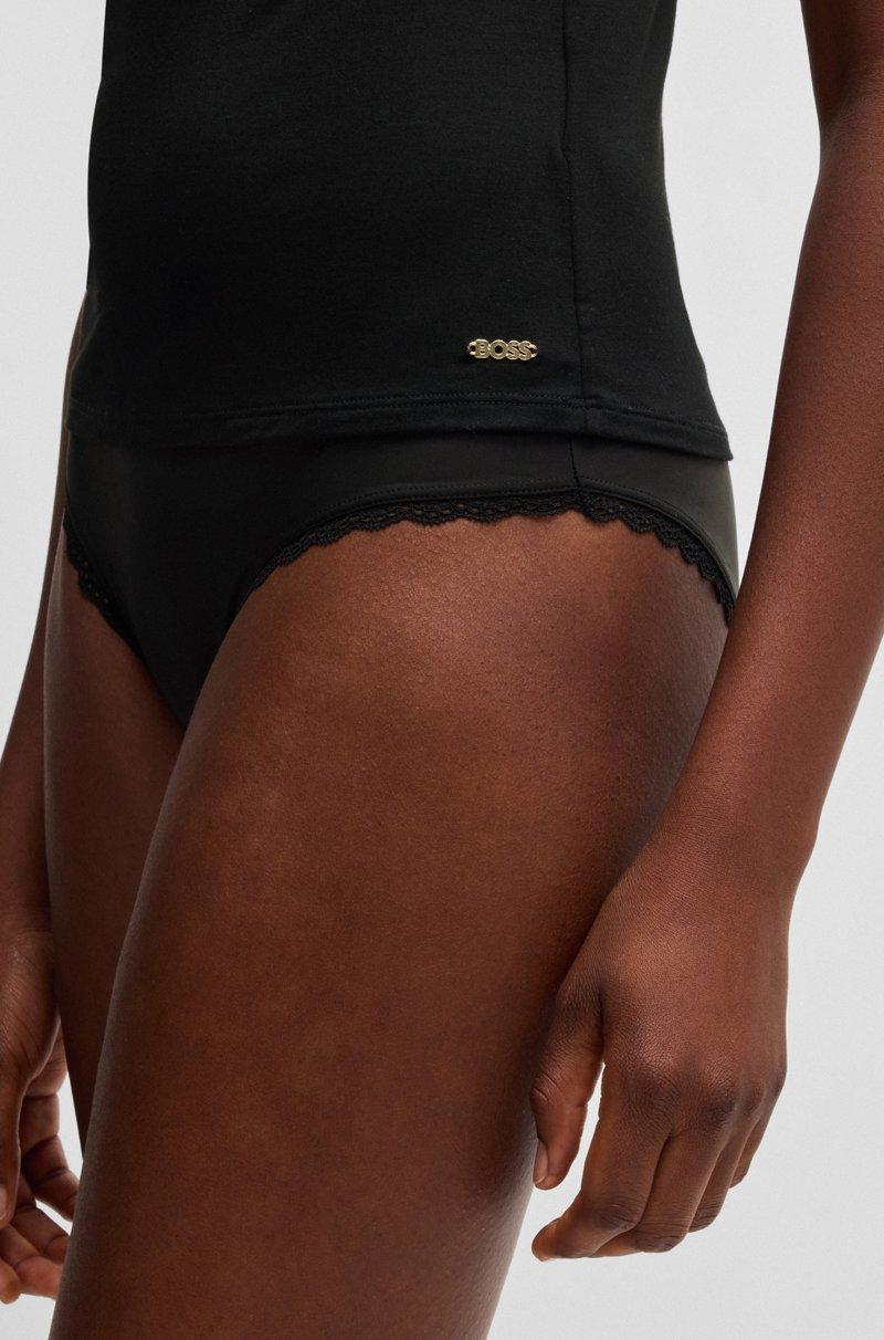 Hugo Boss Camiseta De Tirantes De Pijama En Tejido Elástico Con Ribetes De Encaje