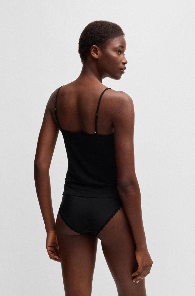 Hugo Boss Camiseta De Tirantes De Pijama En Tejido Elástico Con Ribetes De Encaje