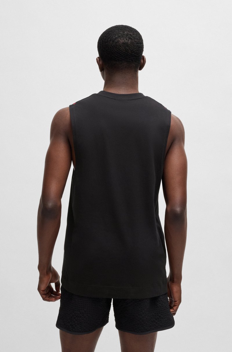 Hugo Boss Camiseta De Tirantes De Punto De Algodón Con Logo Apilado Bordado