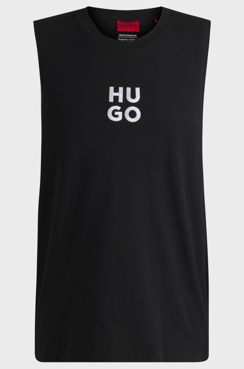 Hugo Boss Camiseta De Tirantes De Punto De Algodón Con Logo Apilado Bordado
