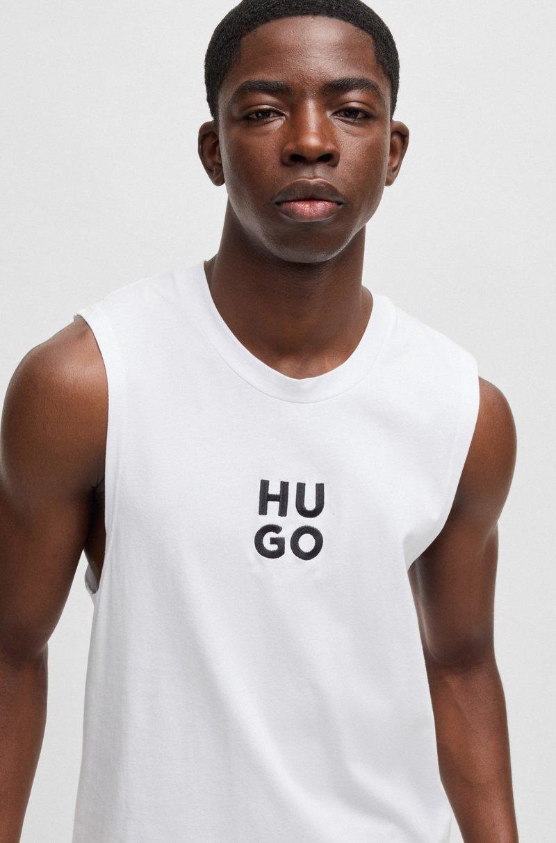 Hugo Boss Camiseta De Tirantes De Punto De Algodón Con Logo Apilado Bordado