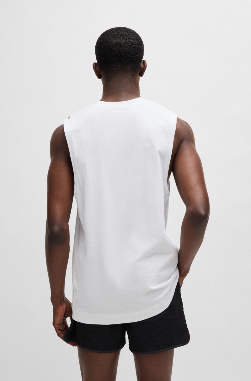 Hugo Boss Camiseta De Tirantes De Punto De Algodón Con Logo Apilado Bordado