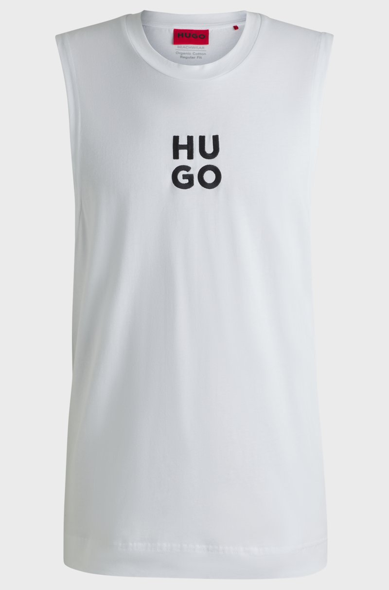 Hugo Boss Camiseta De Tirantes De Punto De Algodón Con Logo Apilado Bordado