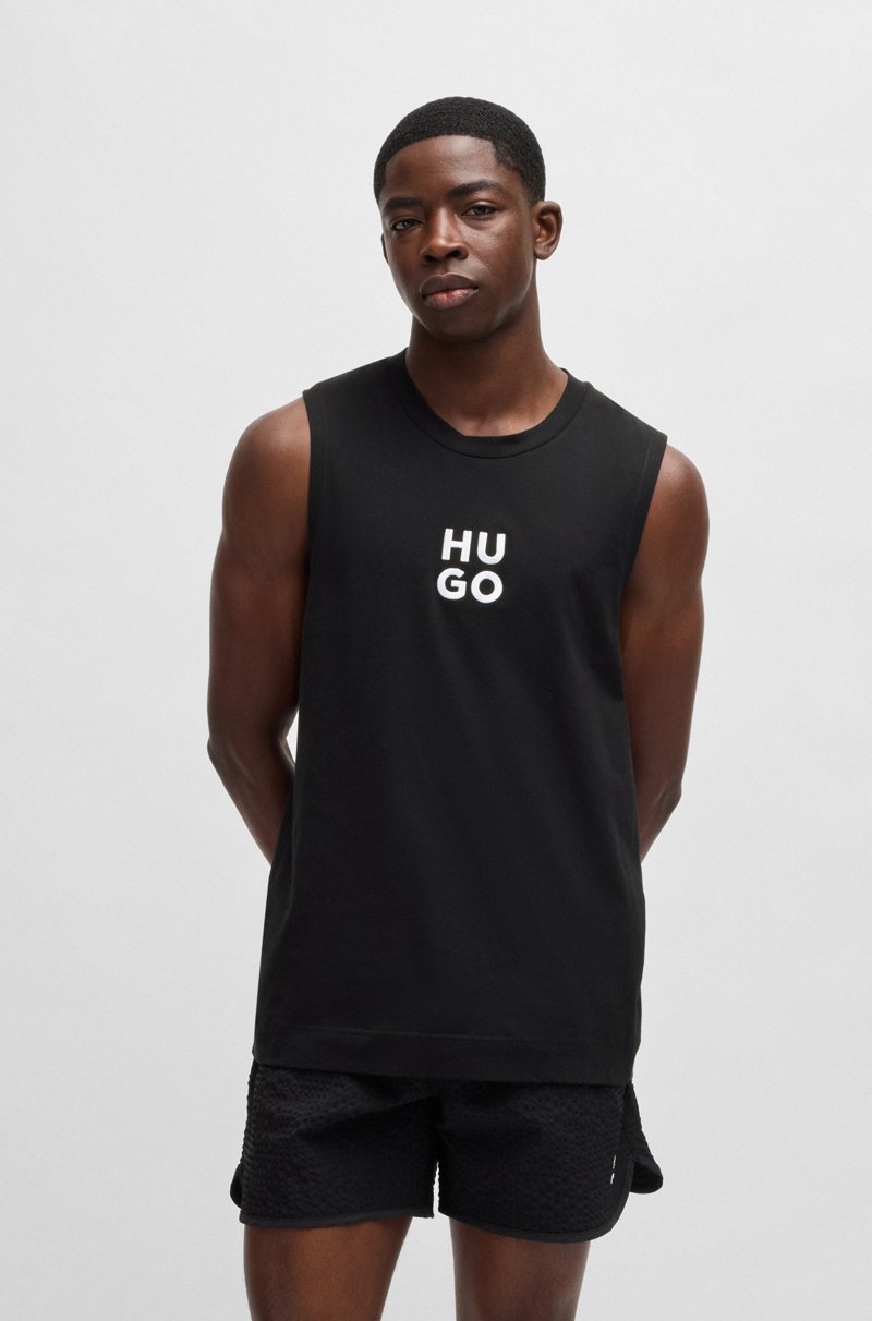 Hugo Boss Camiseta de tirantes de punto de algodón con logo apilado bordado