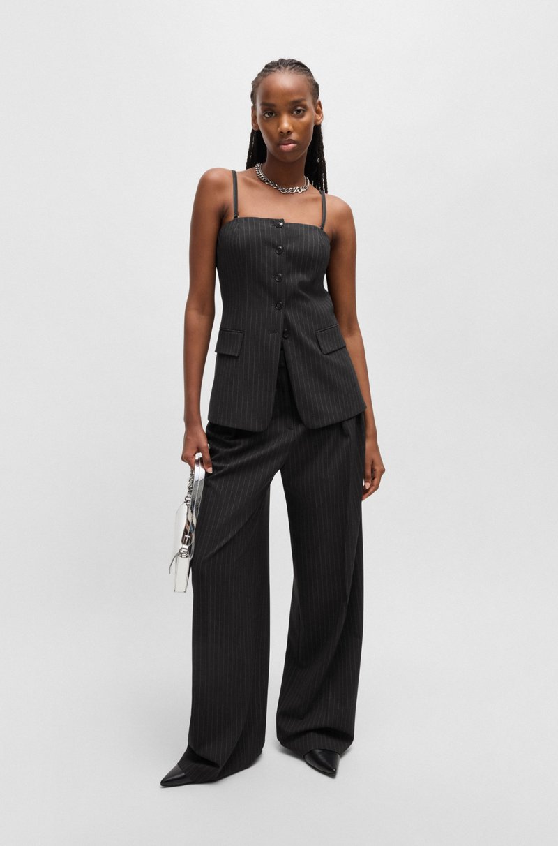 Hugo Boss Camiseta De Tirantes De Sastrería Regular Fit En Tejido Elástico Con Raya Diplomática