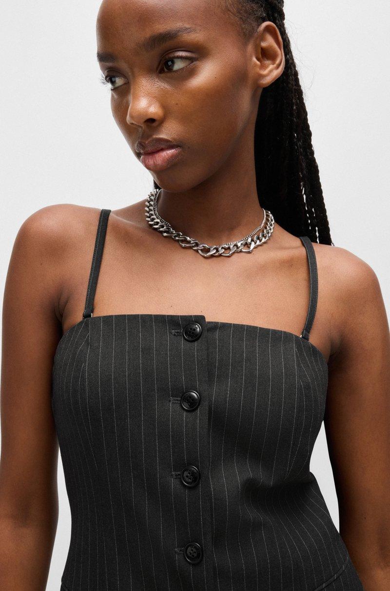 Hugo Boss Camiseta De Tirantes De Sastrería Regular Fit En Tejido Elástico Con Raya Diplomática