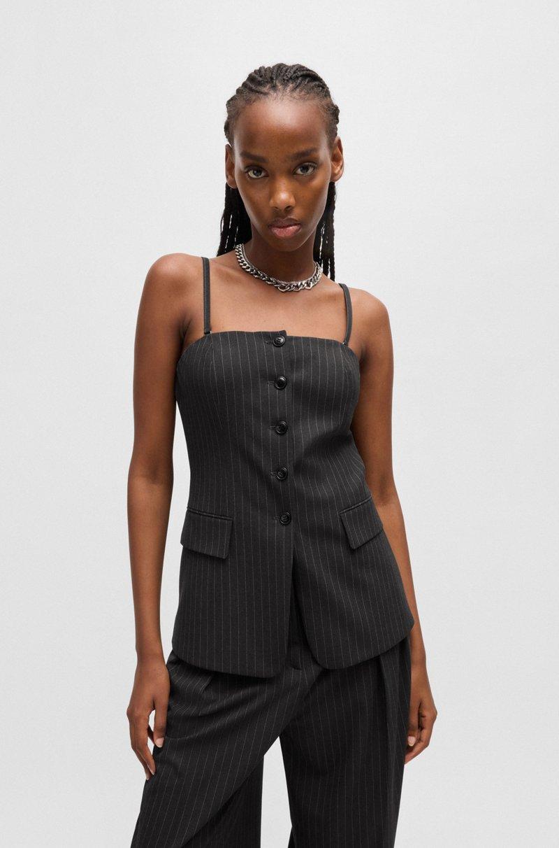 Hugo Boss Camiseta de tirantes de sastrería regular fit en tejido elástico con raya diplomática