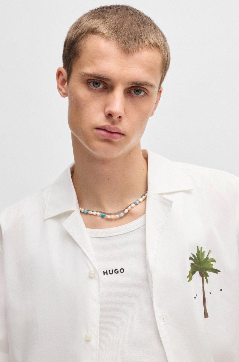 Hugo Boss Camiseta De Tirantes En Canalé De Algodón Elástico Con Logo Estampado