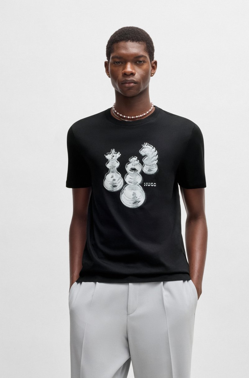 Hugo Boss Camiseta en punto de algodón con estampado de ajedrez