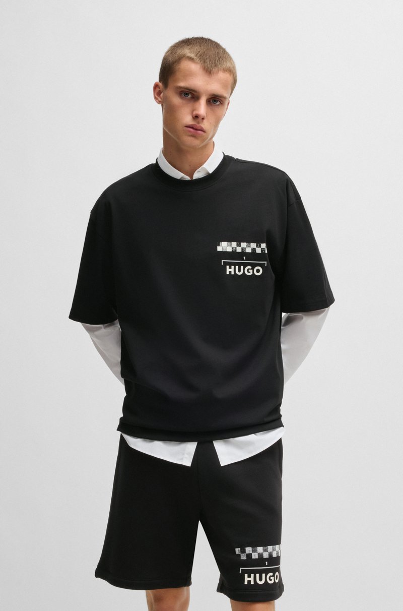 Hugo Boss Camiseta En Punto De Algodón Con Estampados De Carreras
