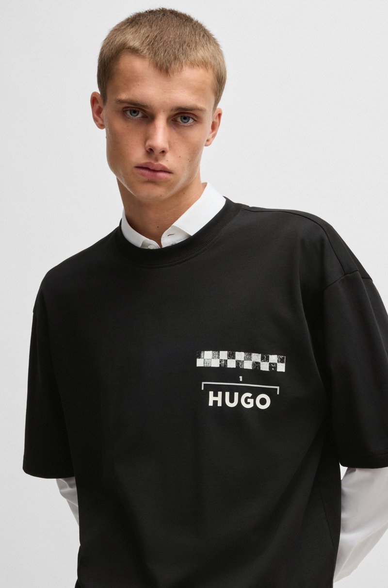 Hugo Boss Camiseta En Punto De Algodón Con Estampados De Carreras