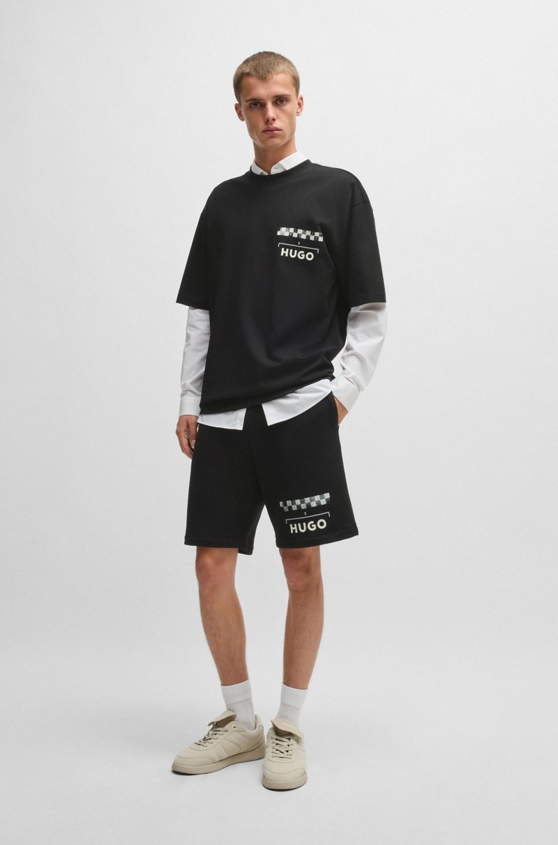Hugo Boss Camiseta En Punto De Algodón Con Estampados De Carreras