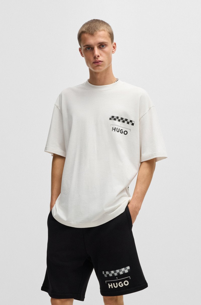 Hugo Boss Camiseta En Punto De Algodón Con Estampados De Carreras