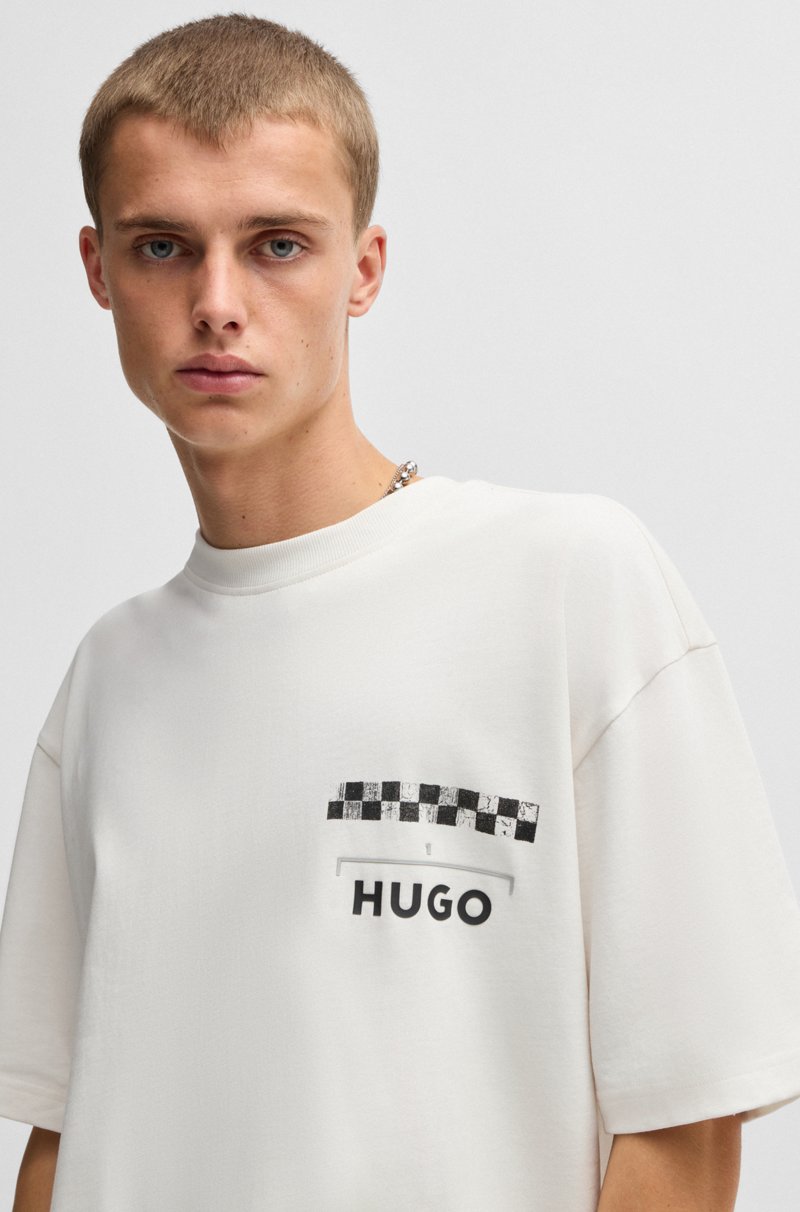 Hugo Boss Camiseta En Punto De Algodón Con Estampados De Carreras