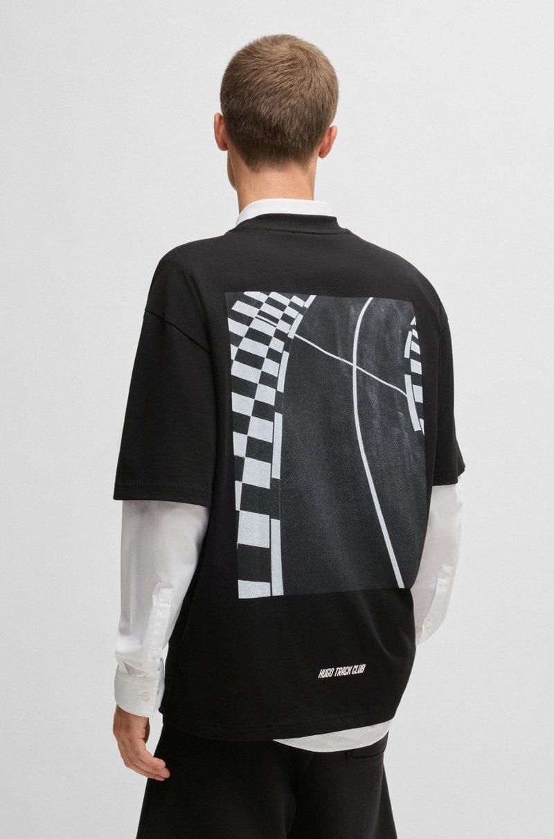 Hugo Boss Camiseta en punto de algodón con estampados de carreras