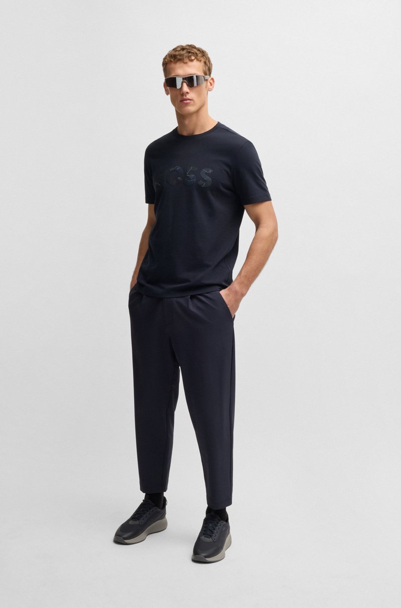 Hugo Boss Camiseta En Punto De Algodón Con Logo Estampado