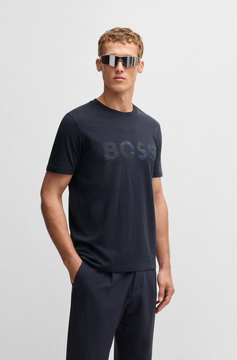 Hugo Boss Camiseta En Punto De Algodón Con Logo Estampado
