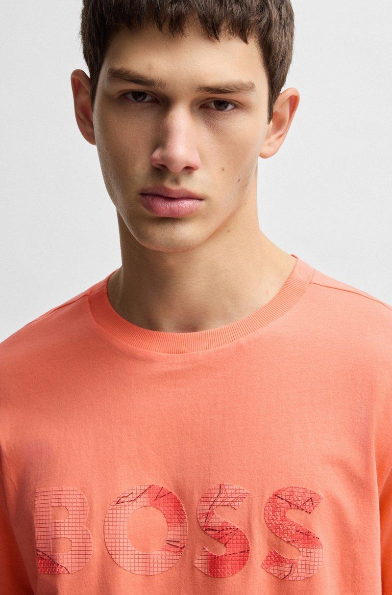 Hugo Boss Camiseta En Punto De Algodón Con Logo Estampado