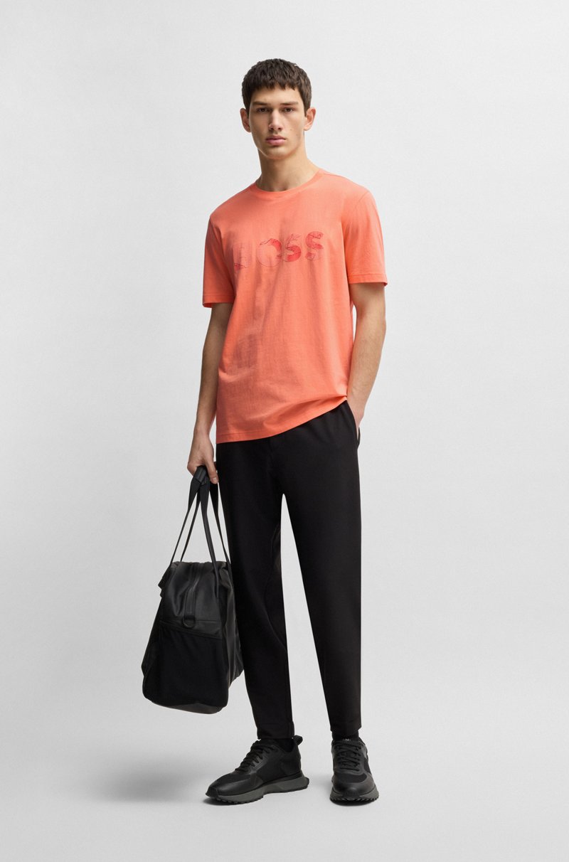 Hugo Boss Camiseta En Punto De Algodón Con Logo Estampado