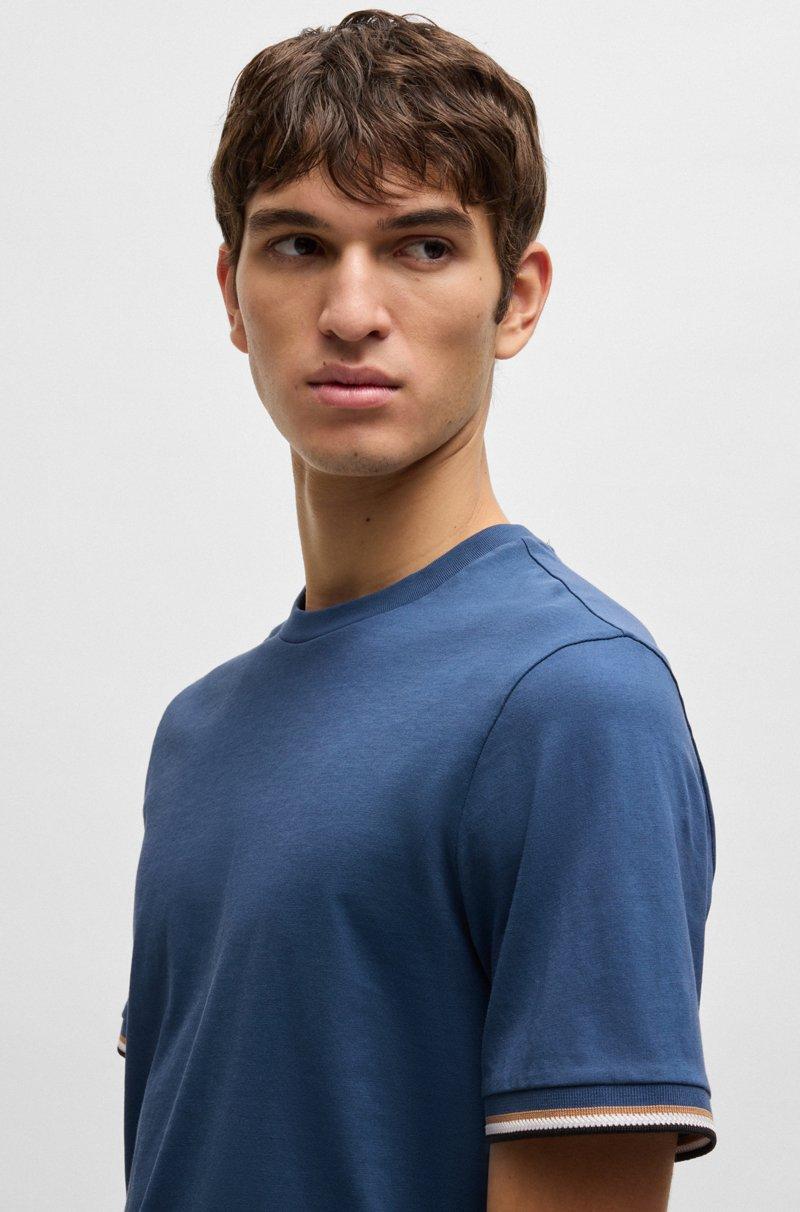 Hugo Boss Camiseta En Punto De Algodón Con Raya Característica En Los Puños