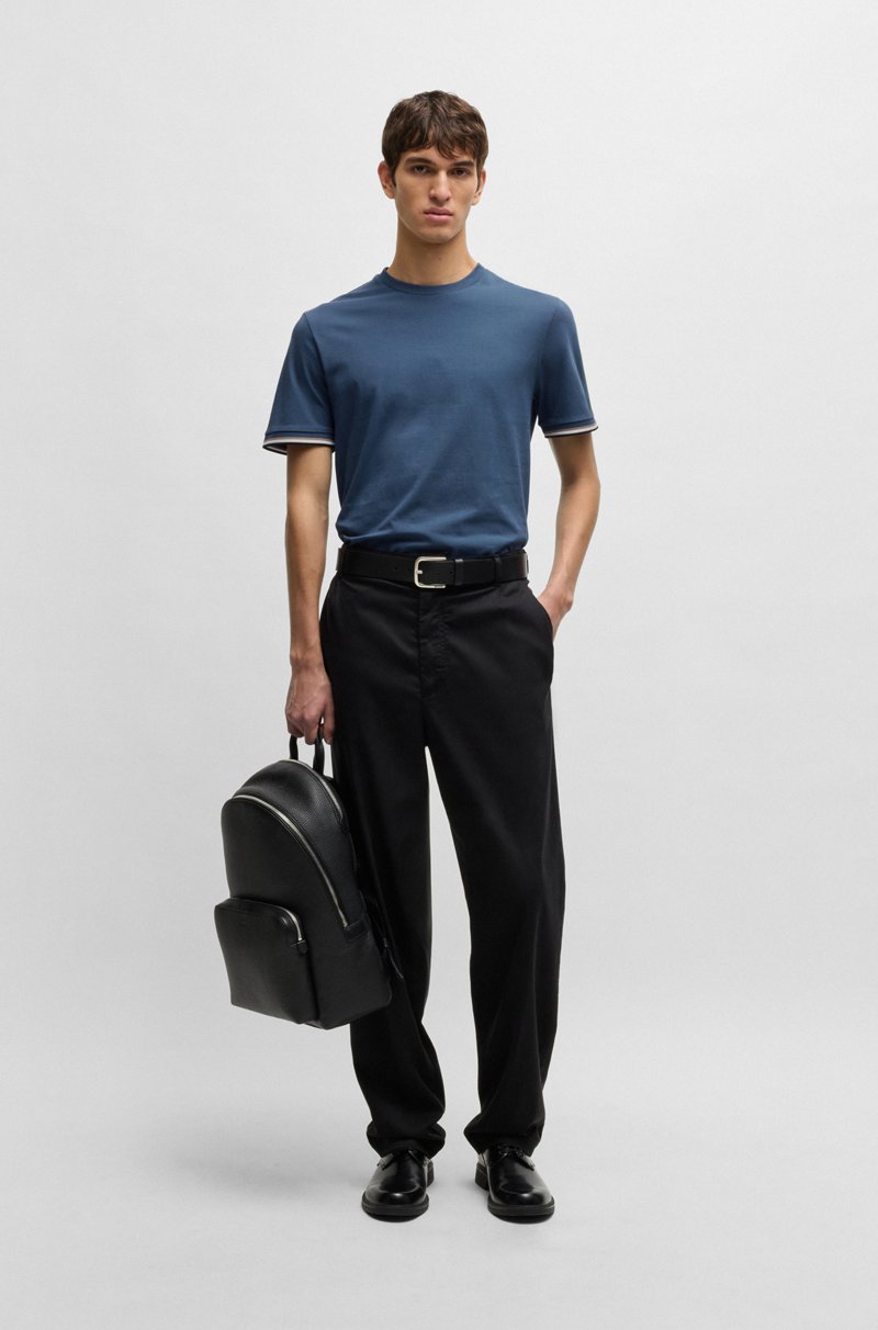 Hugo Boss Camiseta En Punto De Algodón Con Raya Característica En Los Puños