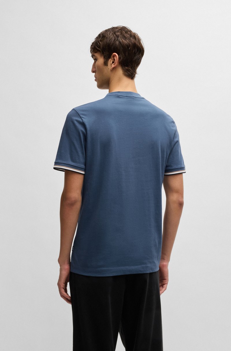 Hugo Boss Camiseta En Punto De Algodón Con Raya Característica En Los Puños