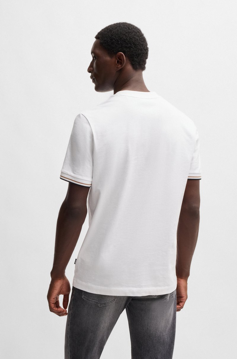 Hugo Boss Camiseta En Punto De Algodón Con Raya Característica En Los Puños
