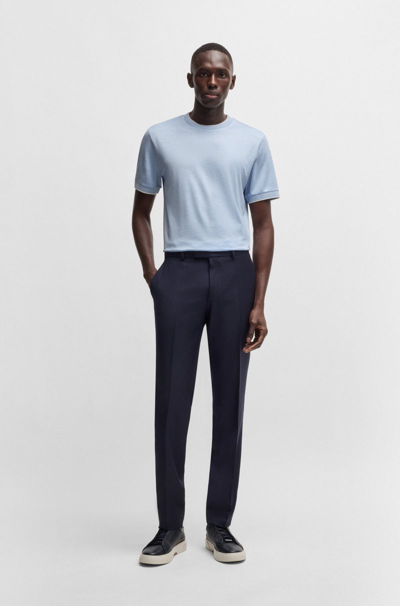 Hugo Boss Camiseta En Seda Y Algodón Con Rayas Finas