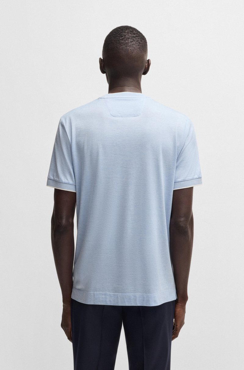 Hugo Boss Camiseta En Seda Y Algodón Con Rayas Finas