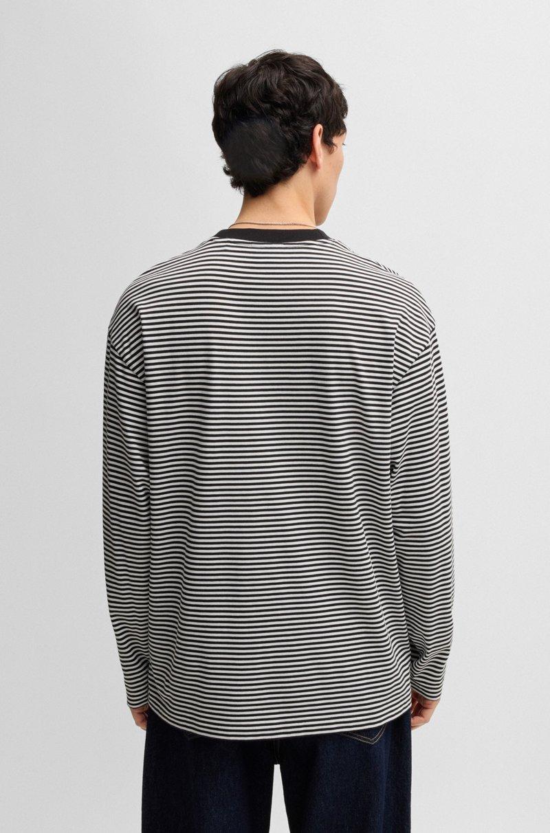 Hugo Boss Camiseta Holgada De Punto De Algodón Con Rayas Horizontales