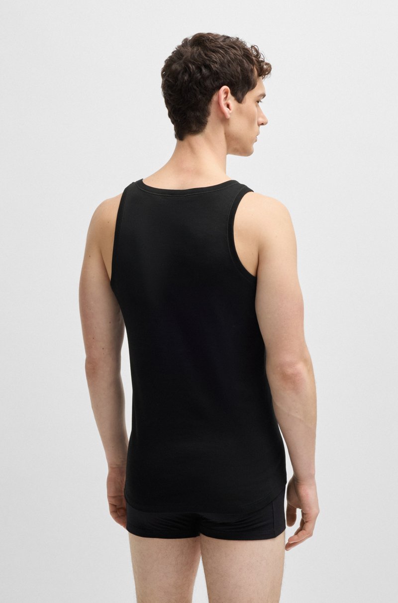 Hugo Boss Camiseta Interior De Tirantes En Canalé De Algodón Con Logo Estampado